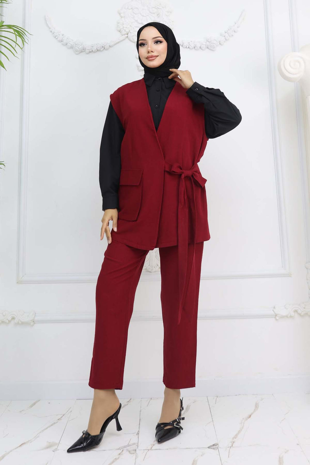 BNG Women Vest and Pants Suit Burgundy 2243 - Nizhyn
