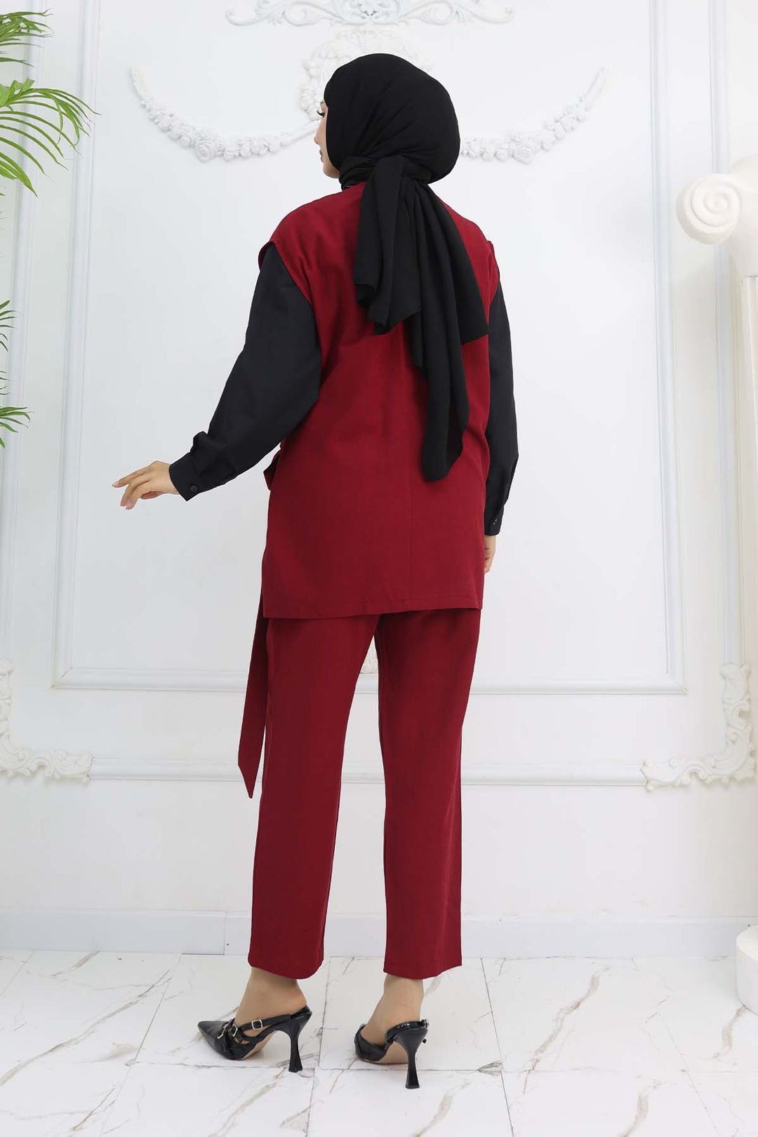 BNG Women Vest and Pants Suit Burgundy 2243 - El Puerto de Santa María