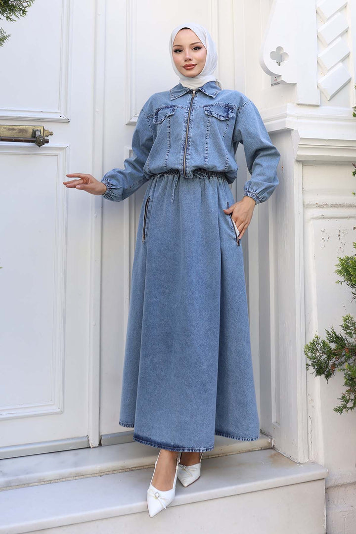 BNG Women Kot Ceket Etek Takım Mavi 6119 - Alcalá de Henares