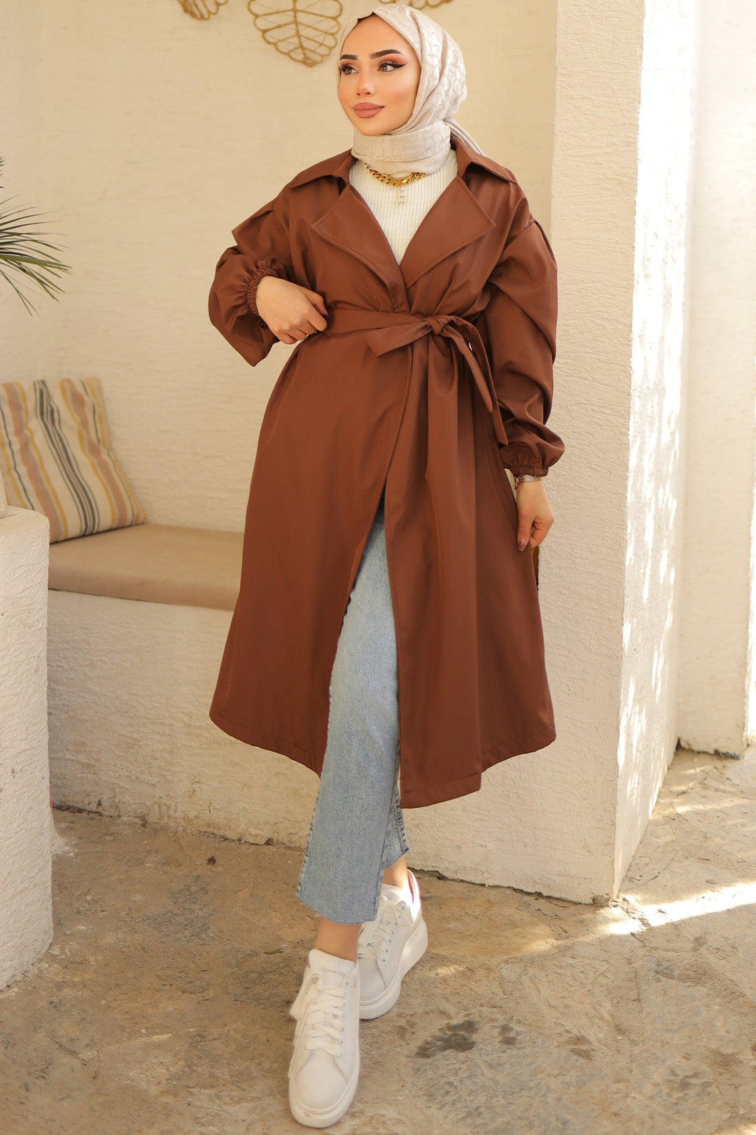 BNG Women Belted Trench Coat Brown - Clermont