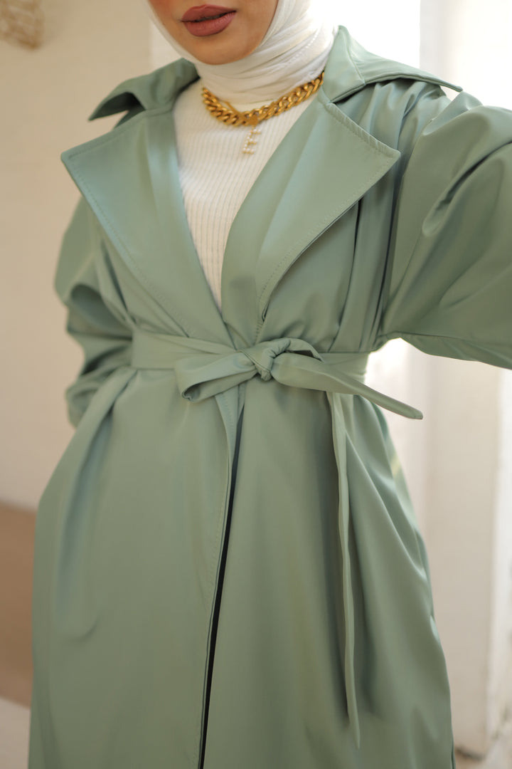 BNG Women Belted Trench Coat Mint Green - Clermont