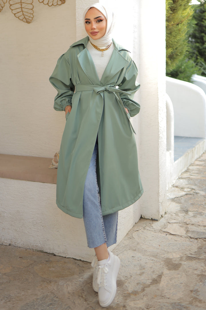 BNG Women Belted Trench Coat Mint Green - Clermont