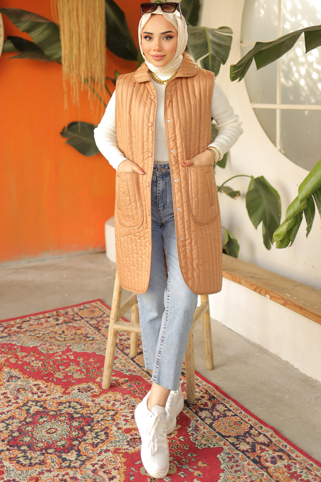 BNG Women  Double Pocket Vest Camel - Clermont