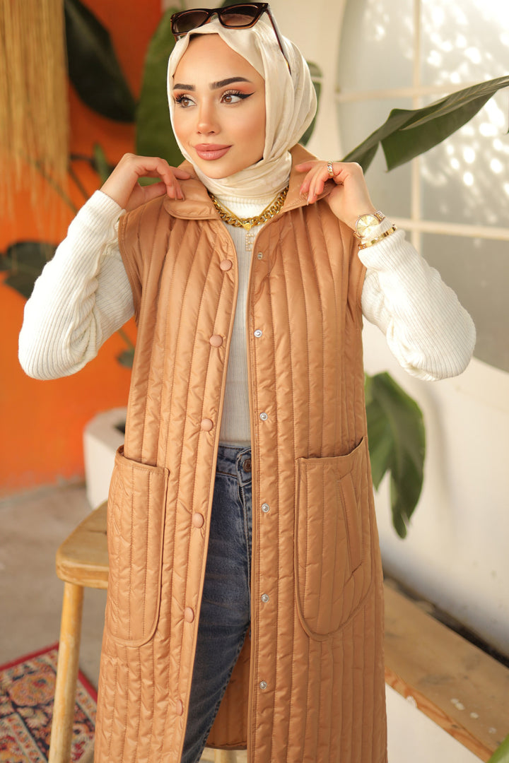 BNG Women  Double Pocket Vest Camel - Clermont