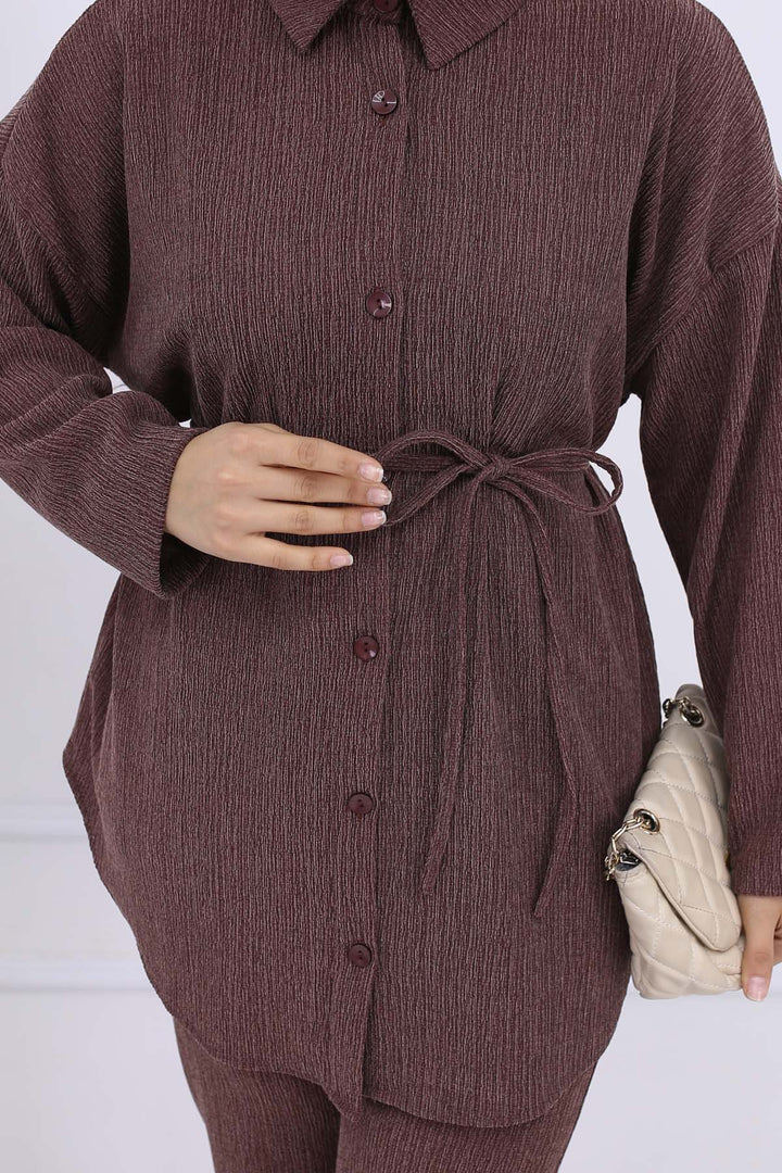 BNG Women Brown Belted Bürümcük Two-Piece Suit 2193 - Leith