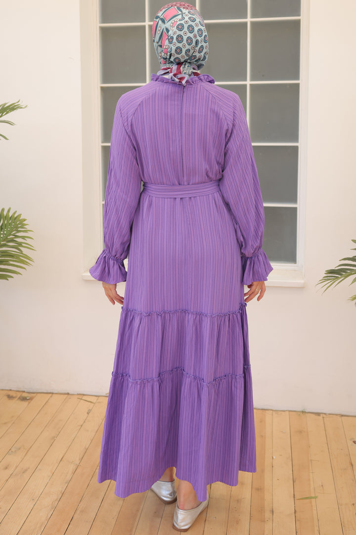 BNG Women Ruffled Detail Belted Dress Lilac - Clermont