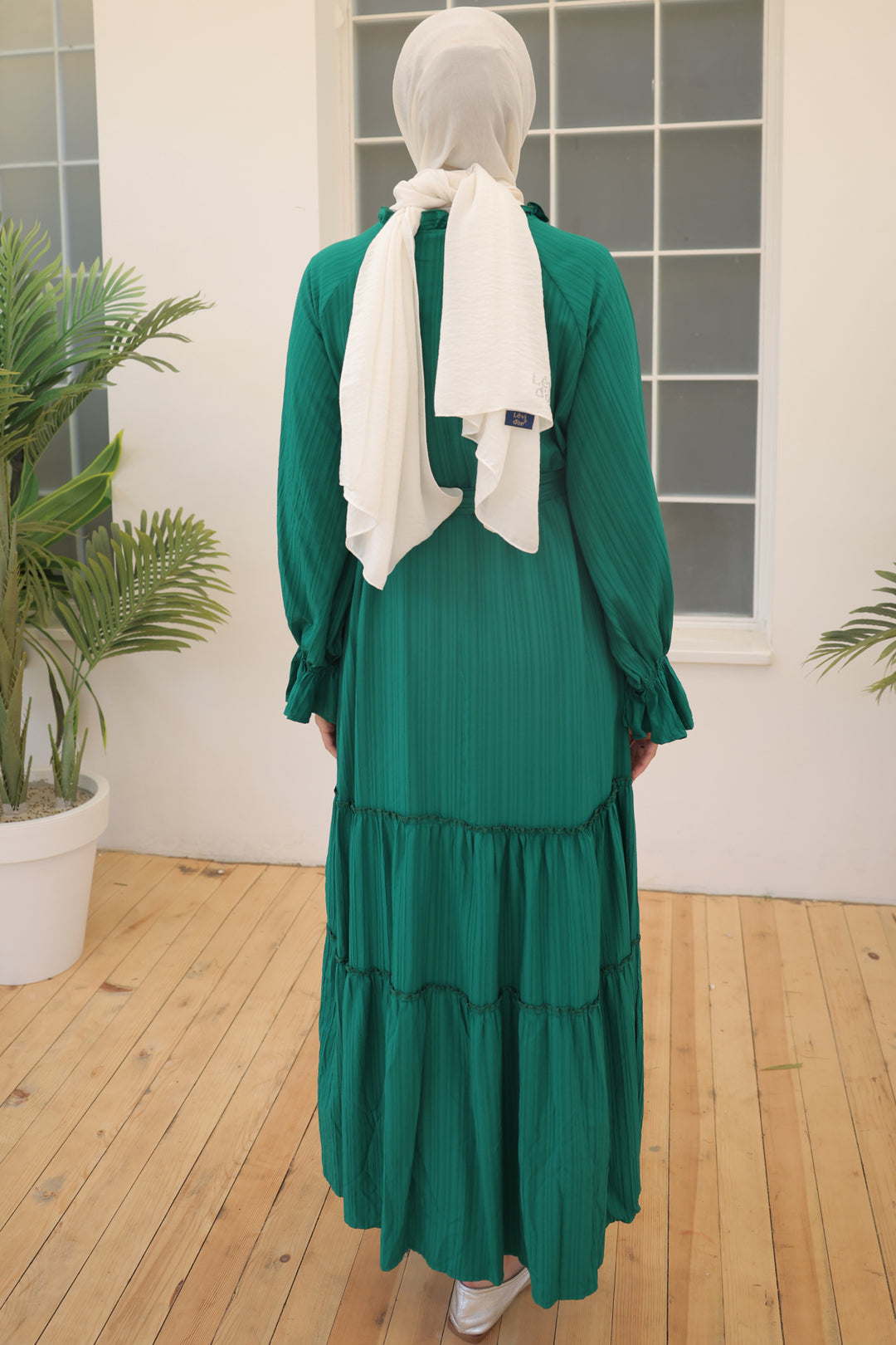 BNG Women Ruffled Detail Belted Dress Emerald Green - Clermont