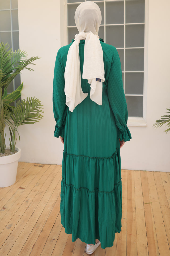 BNG Women Ruffled Detail Belted Dress Emerald Green - Clermont