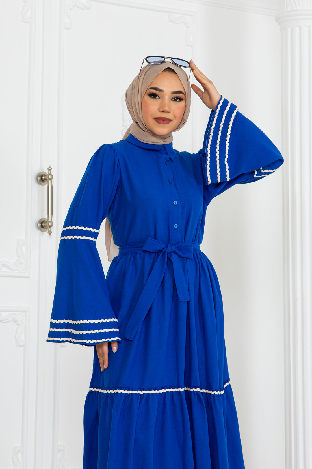 BNG Women Belted Dress Sax Blue 2035 - Tracy