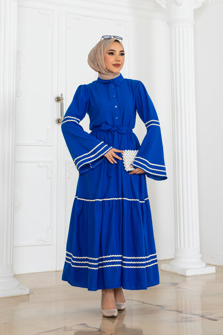 BNG Women Belted Dress Sax Blue 2035 - Tracy