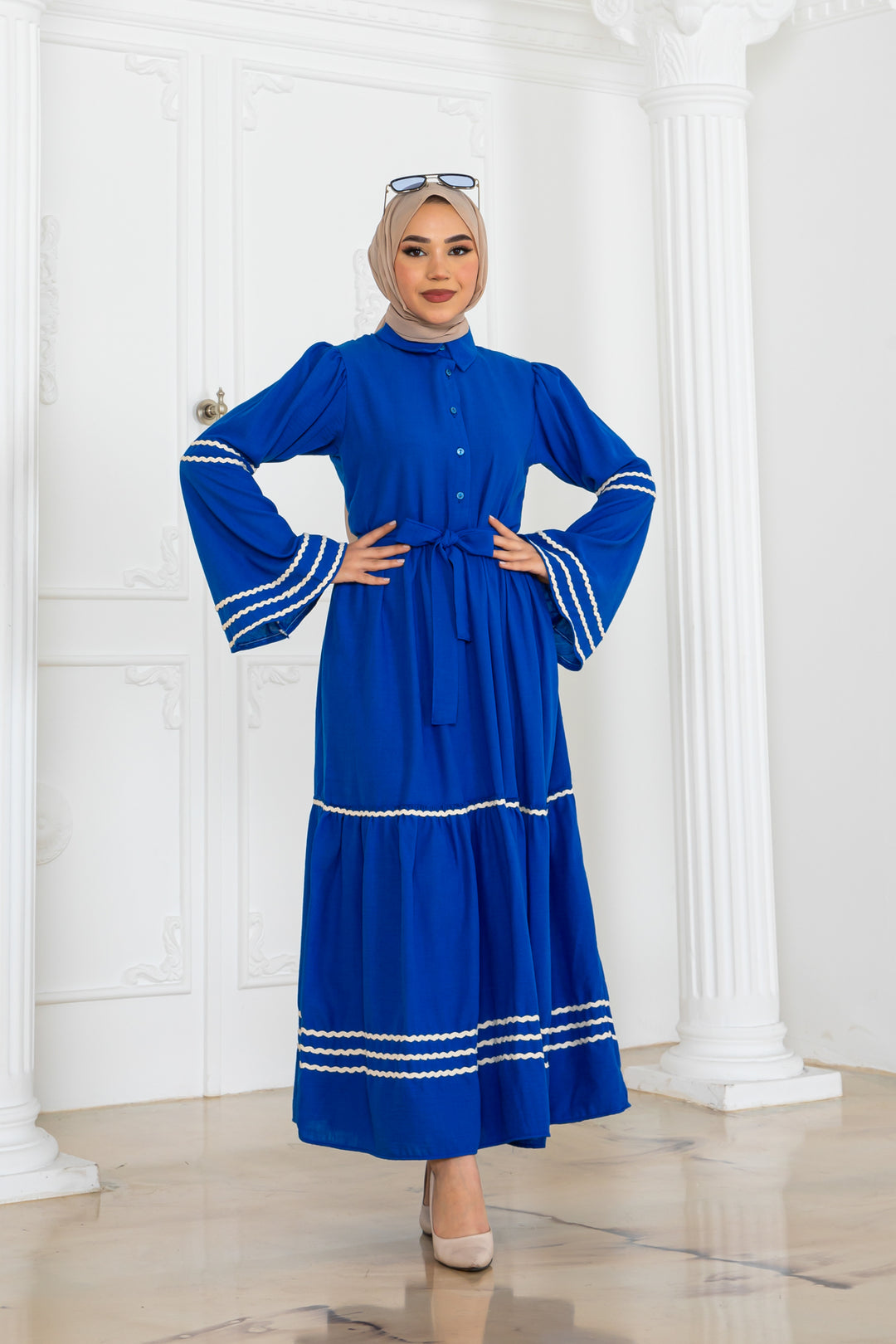 BNG Women Belted Dress Sax Blue 2035 - Tracy