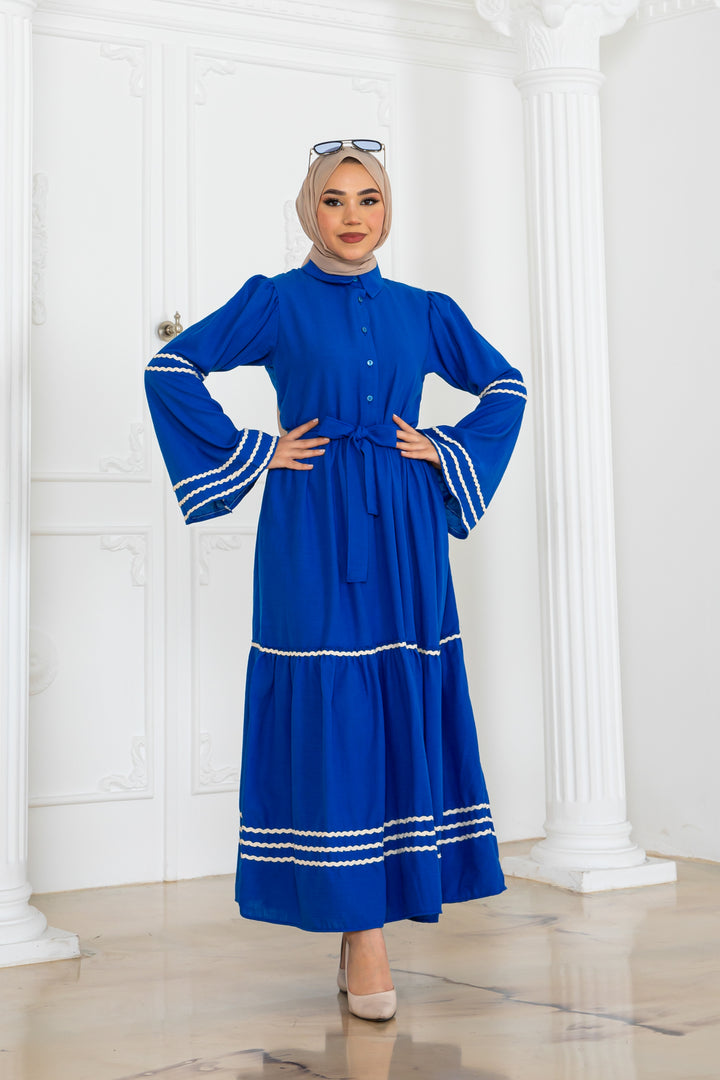 BNG Women Belted Dress Sax Blue 2035 - Tracy