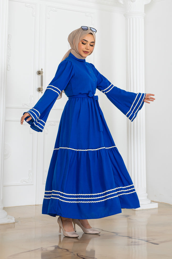 BNG Women Belted Dress Sax Blue 2035 - Tracy