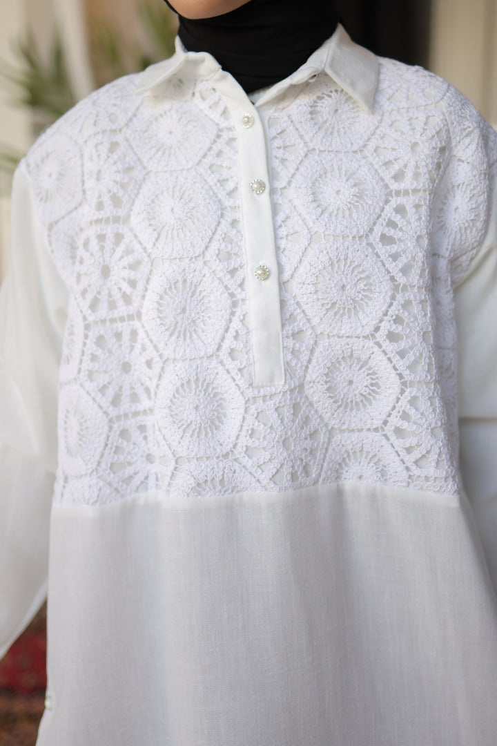 BNG Women Patterned Pearl Button Shirt White - Clermont