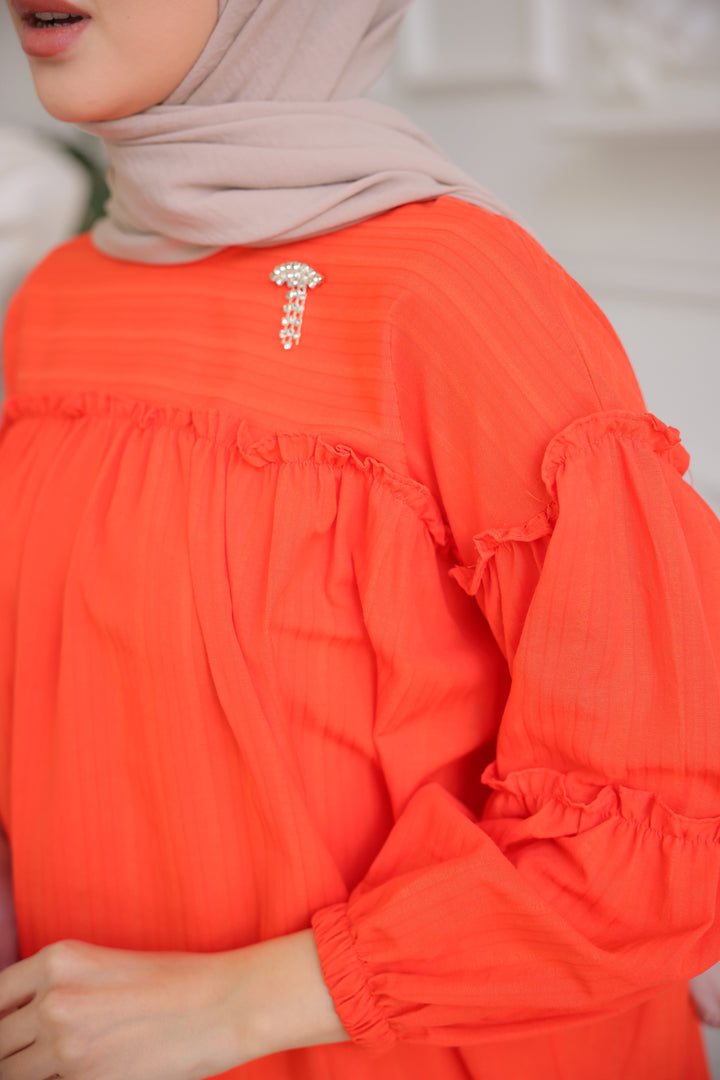 BNG Women Ruffle Detail Blouse Orange - Clermont