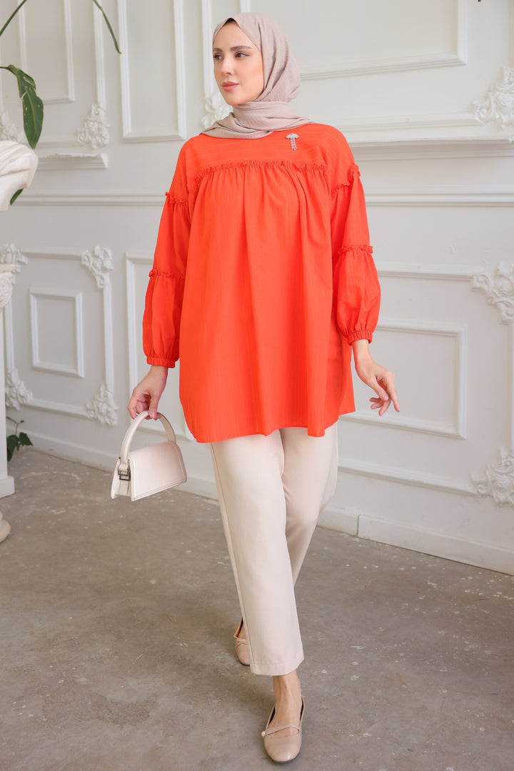 BNG Women Ruffle Detail Blouse Orange - Clermont