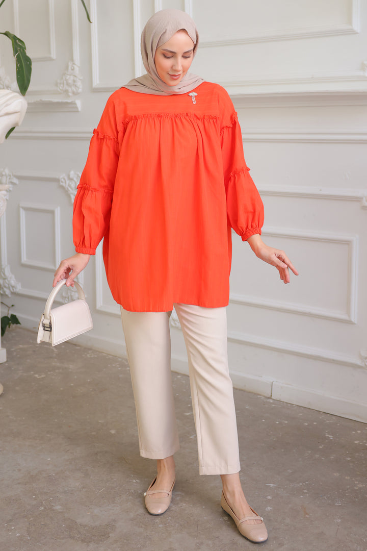 BNG Women Ruffle Detail Blouse Orange - Clermont