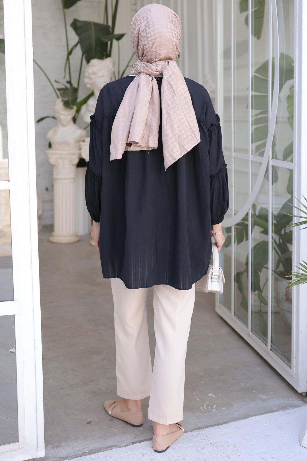 BNG Women Black Ruffled Shirt with Detailed Brooch - Clermont