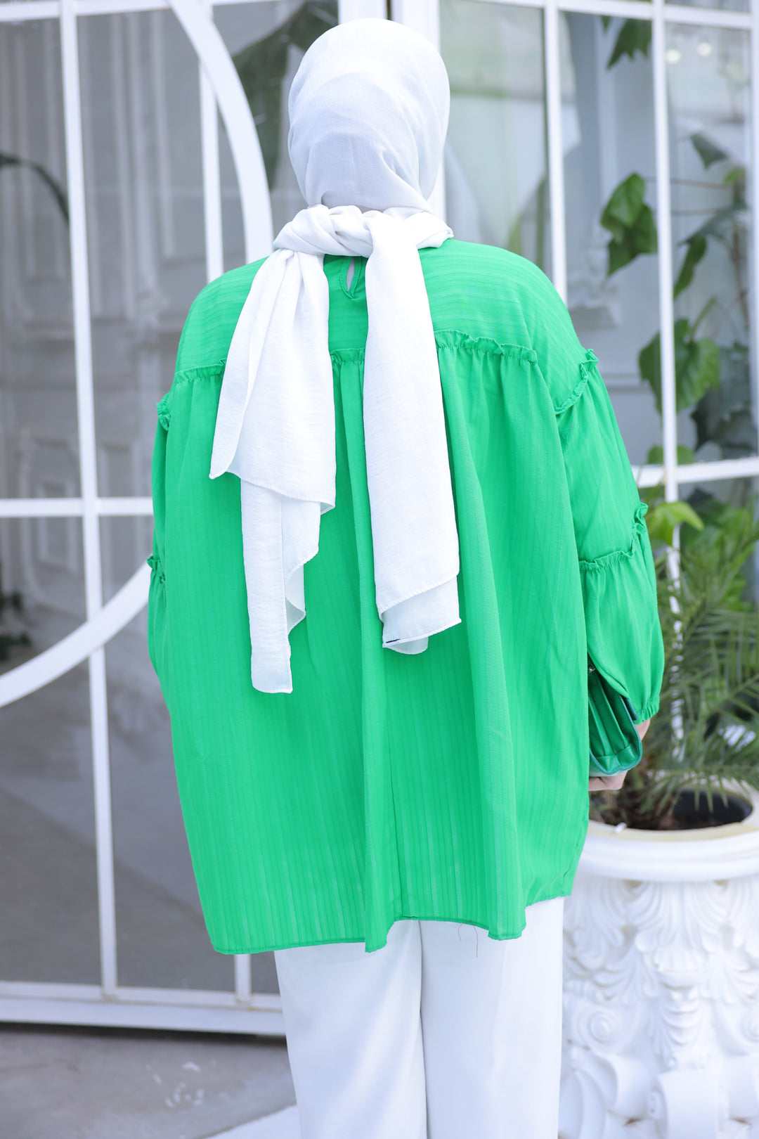 BNG Women Brooch Detailed Ruffled Shirt Emerald Green - Clermont
