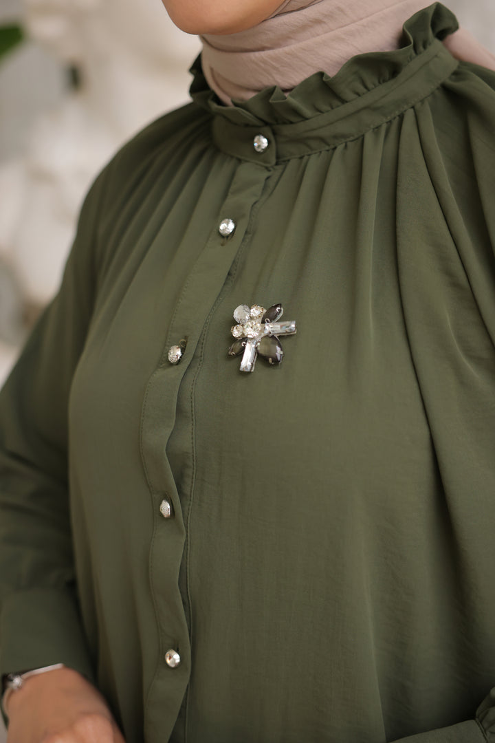 BNG Women Brooch Shirt Khaki - Clermont