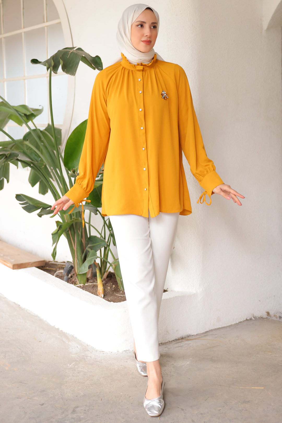 BNG Women Mustard Brooch Shirt - Clermont