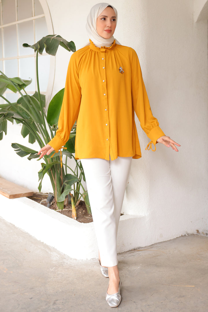 BNG Women Mustard Brooch Shirt - Clermont