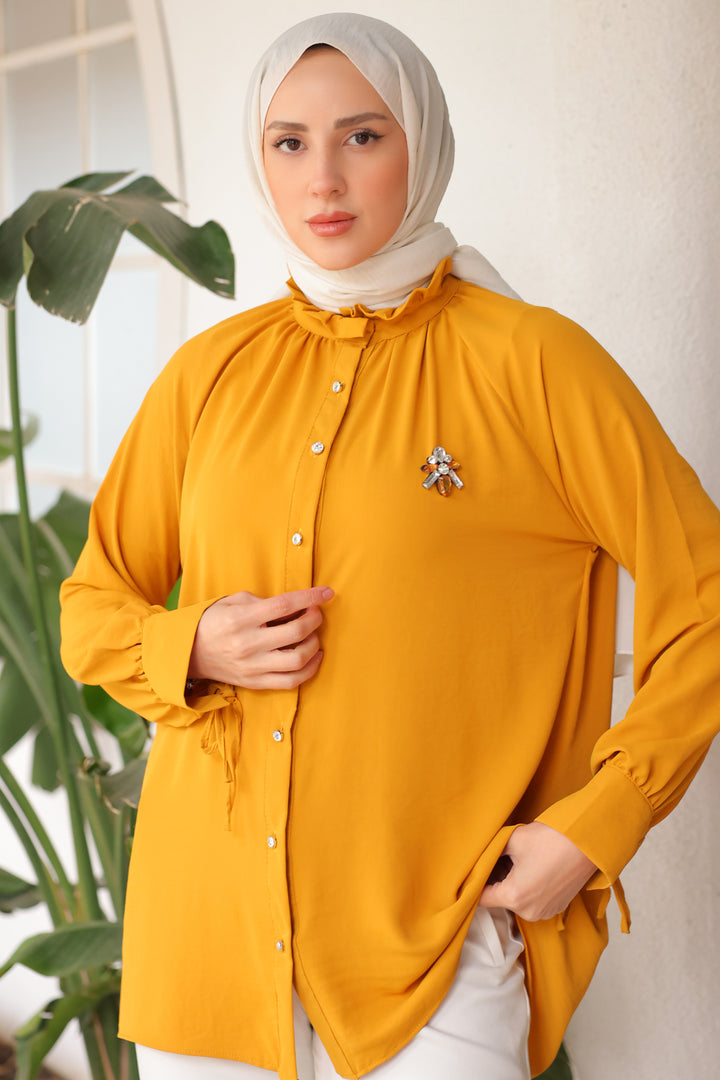 BNG Women Mustard Brooch Shirt - Clermont