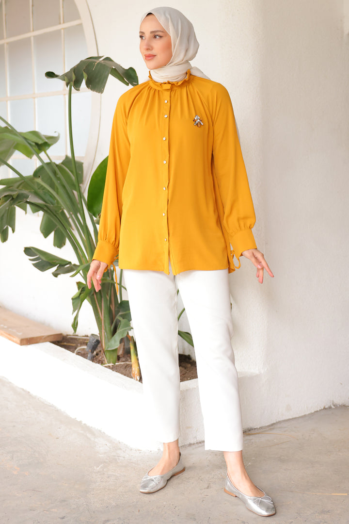 BNG Women Mustard Brooch Shirt - Clermont