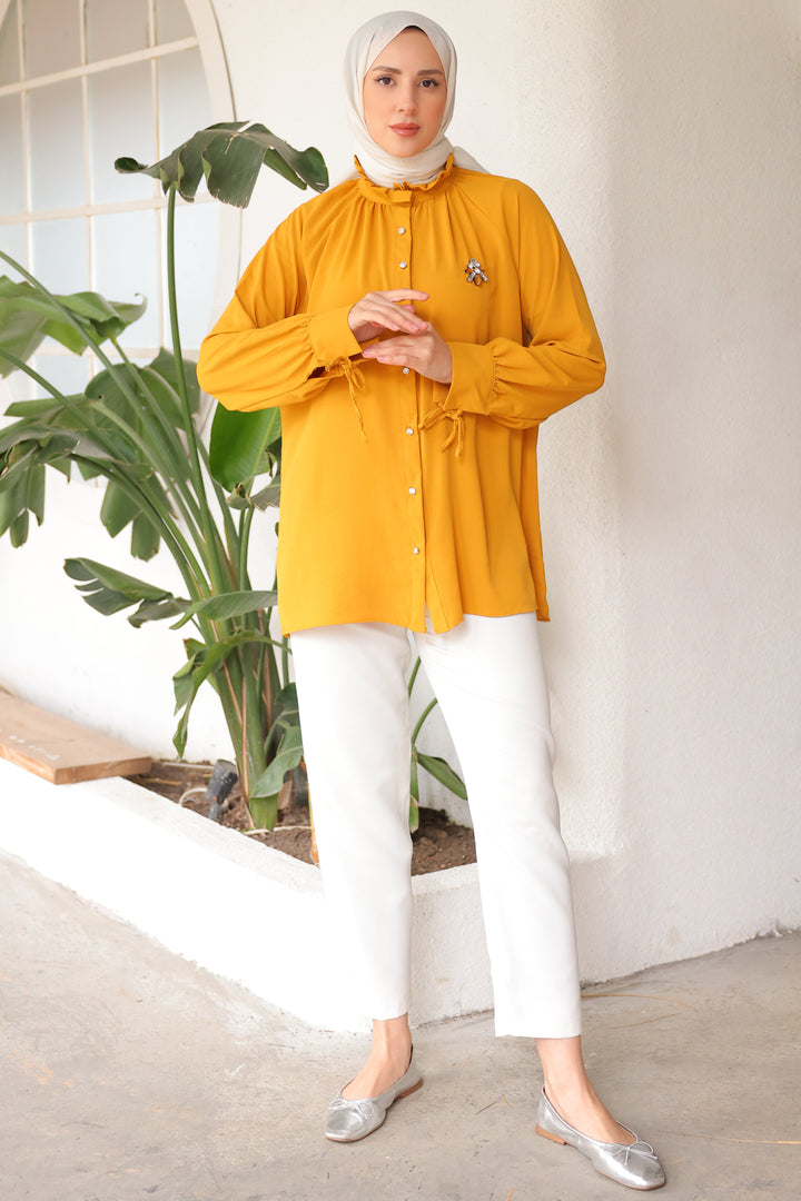 BNG Women Mustard Brooch Shirt - Clermont