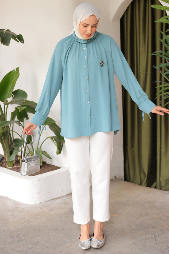 BNG Women Brooch Shirt Mint Green - Clermont