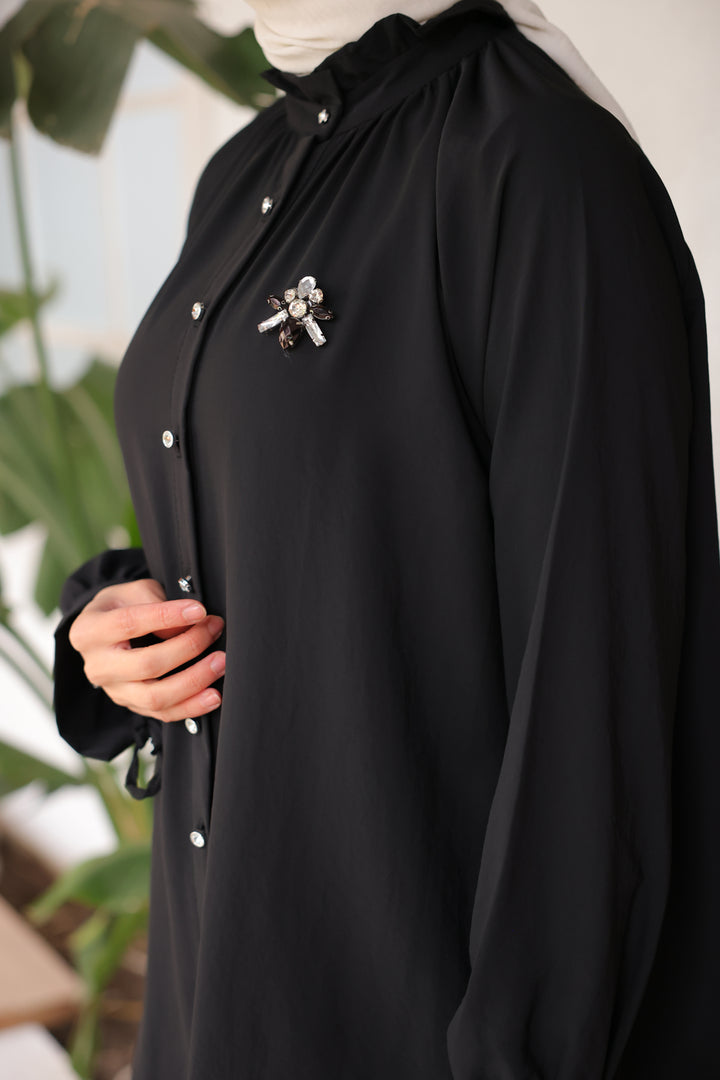 BNG Women Brooch Shirt Black - Clermont