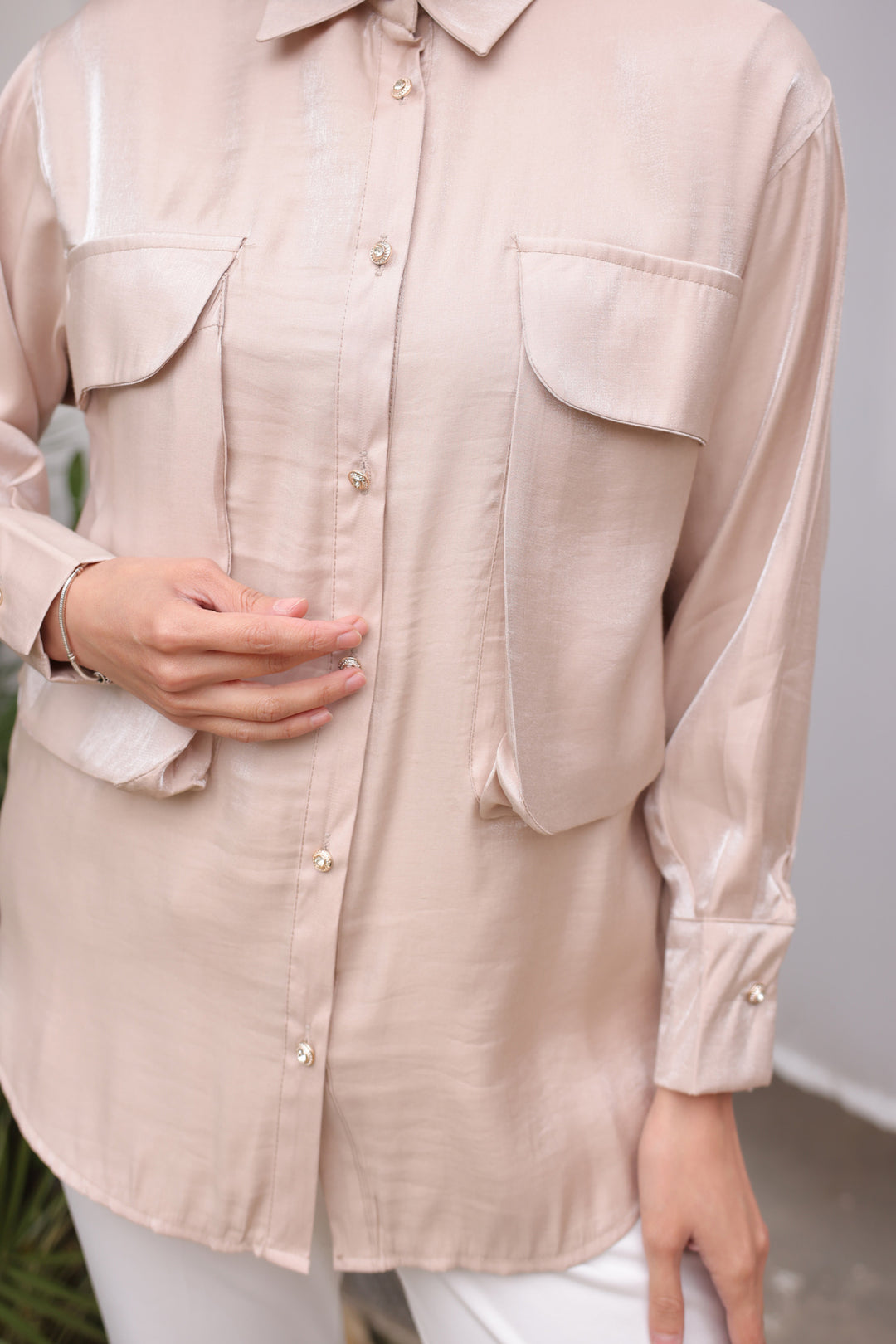 BNG Women Woman Big Pocket Detailed Shirt 2081 Beige - Clermont