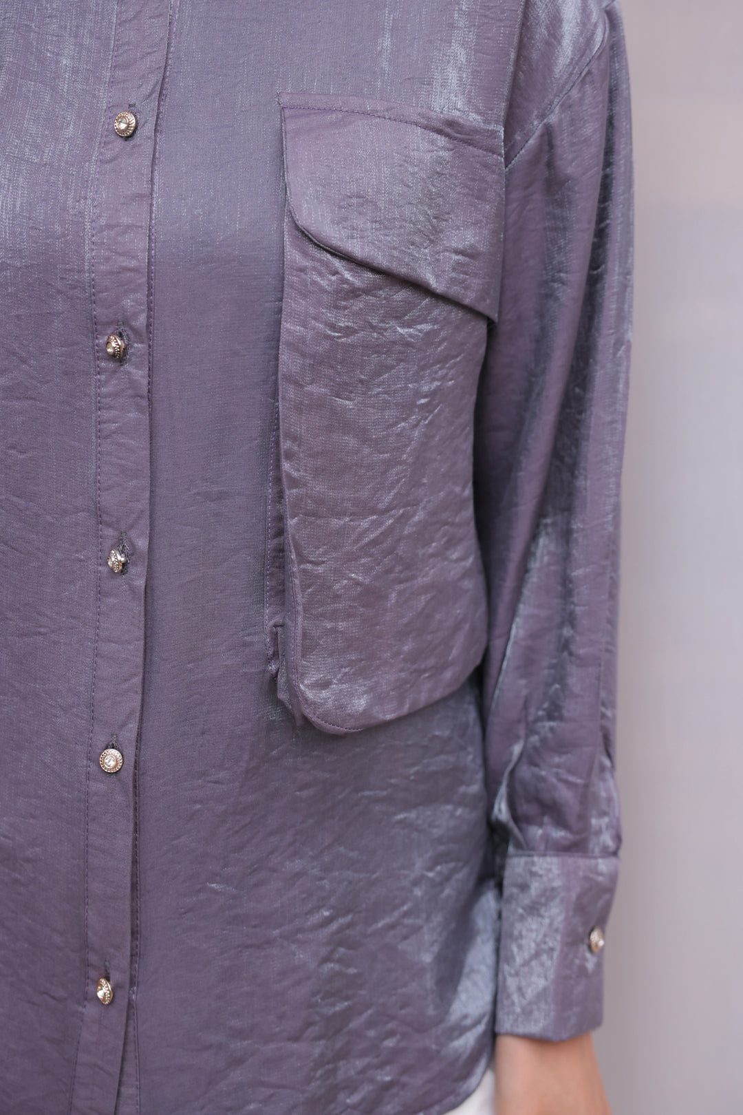 BNG Women Women's Oversized Pocket Detailed Shirt 2081 Purple - Clermont