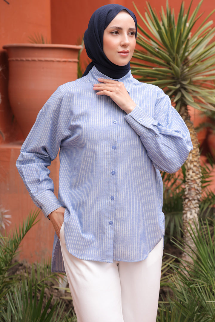 BNG Women Woman Striped Shirt 2057 Blue - Clermont