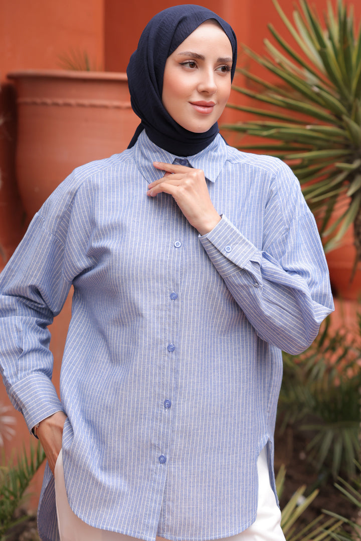 BNG Women Woman Striped Shirt 2057 Blue - Clermont