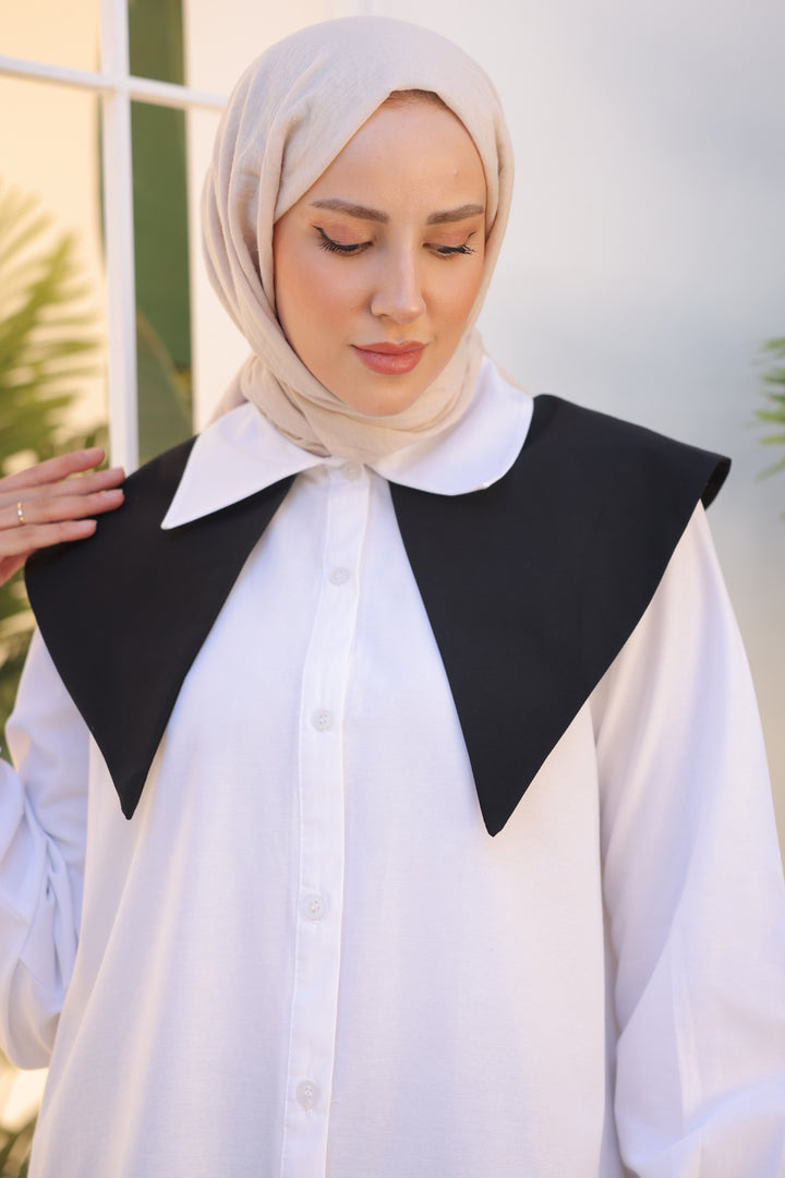 BNG قميص نسائي بياقة مزدوجة أبيض - كليرمون