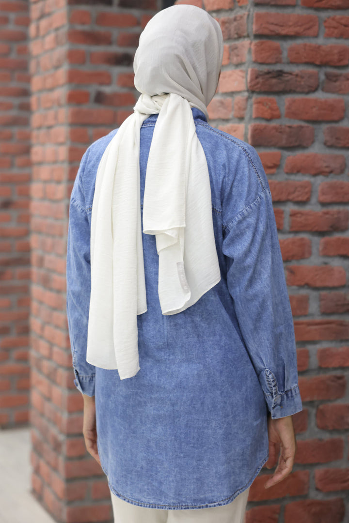 BNG Women Navy Blue Denim Shirt - Clermont