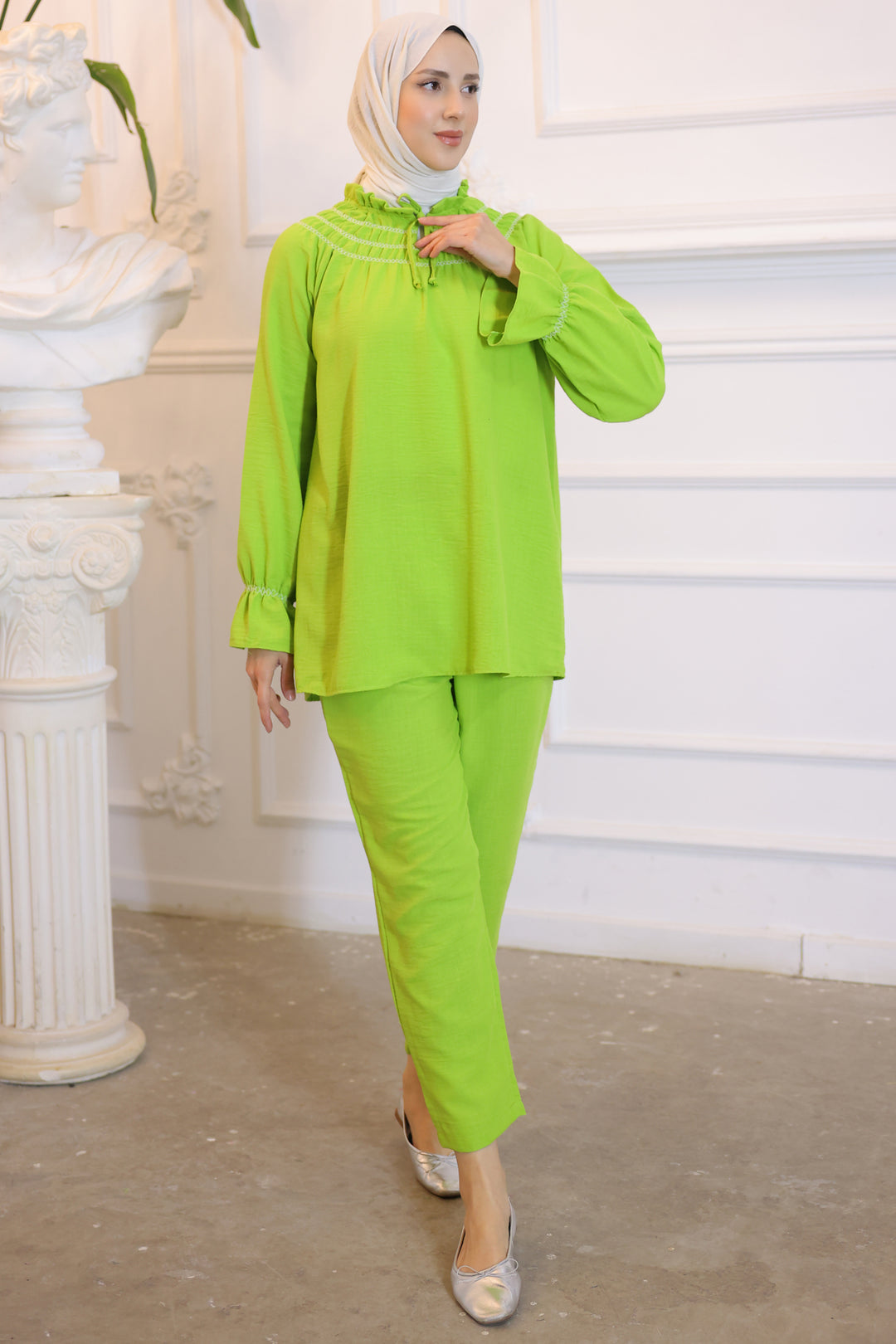 BNG Women Elastic Neckline Two-Piece Set Green - Clermont