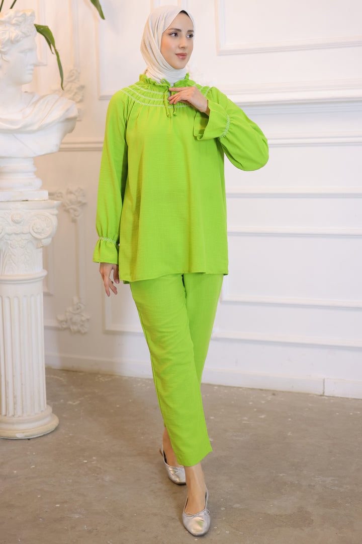 BNG Women Elastic Neckline Two-Piece Set Green - Clermont