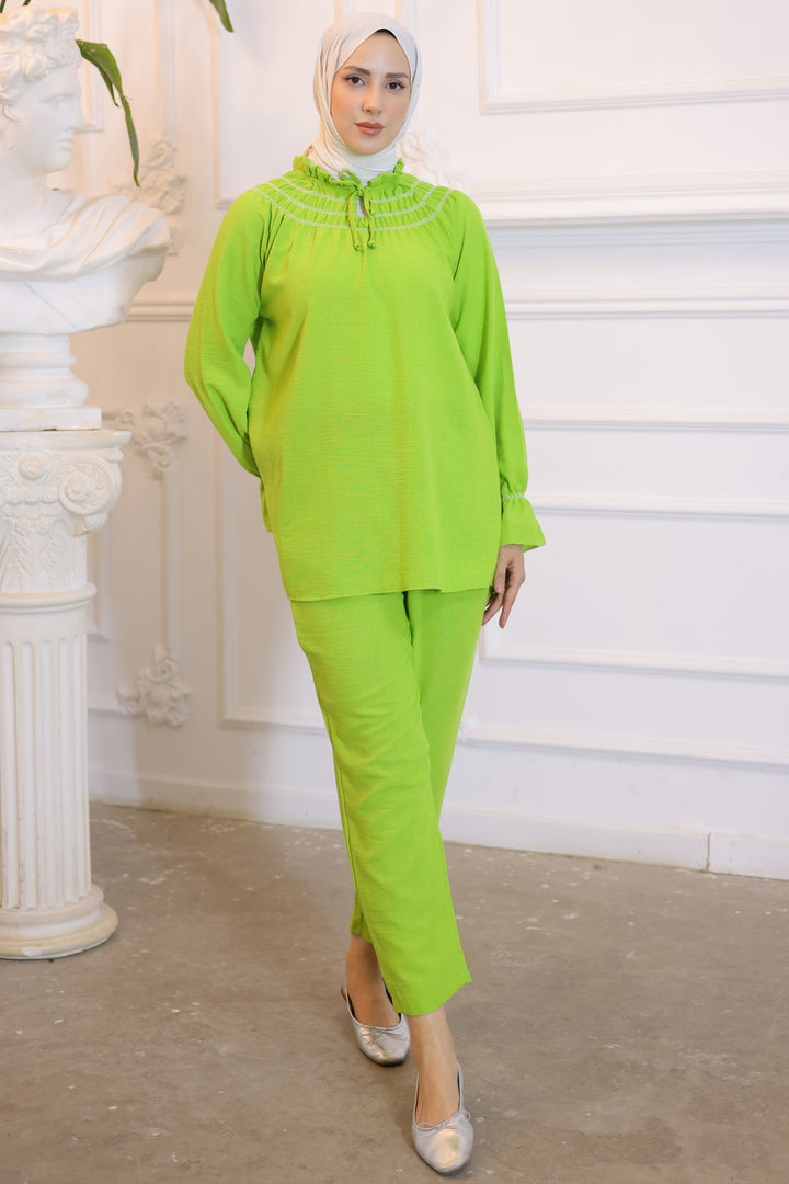 BNG Women Elastic Neckline Two-Piece Set Green - Clermont