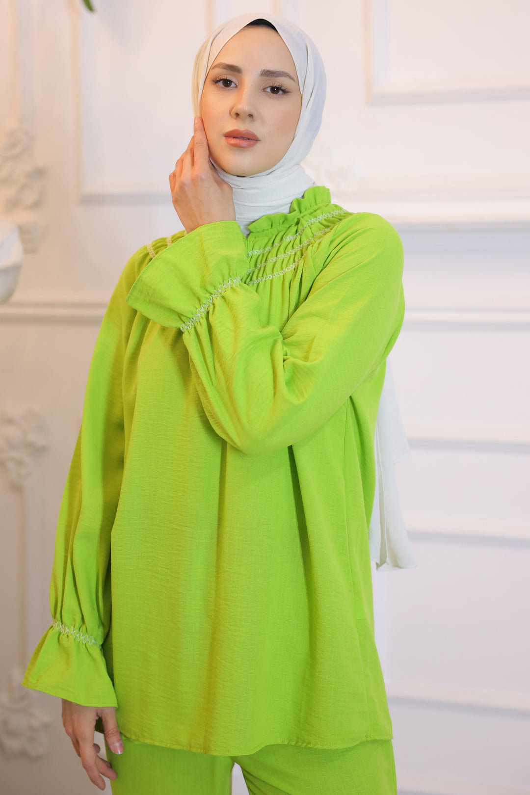 BNG Women Elastic Neckline Two-Piece Set Green - Clermont
