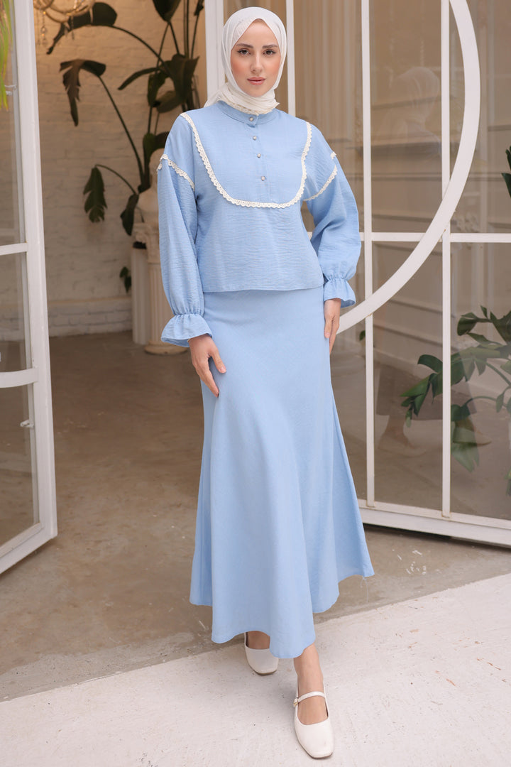 BNG Women Knitted Detail Two-Piece Set in Baby Blue - Clermont