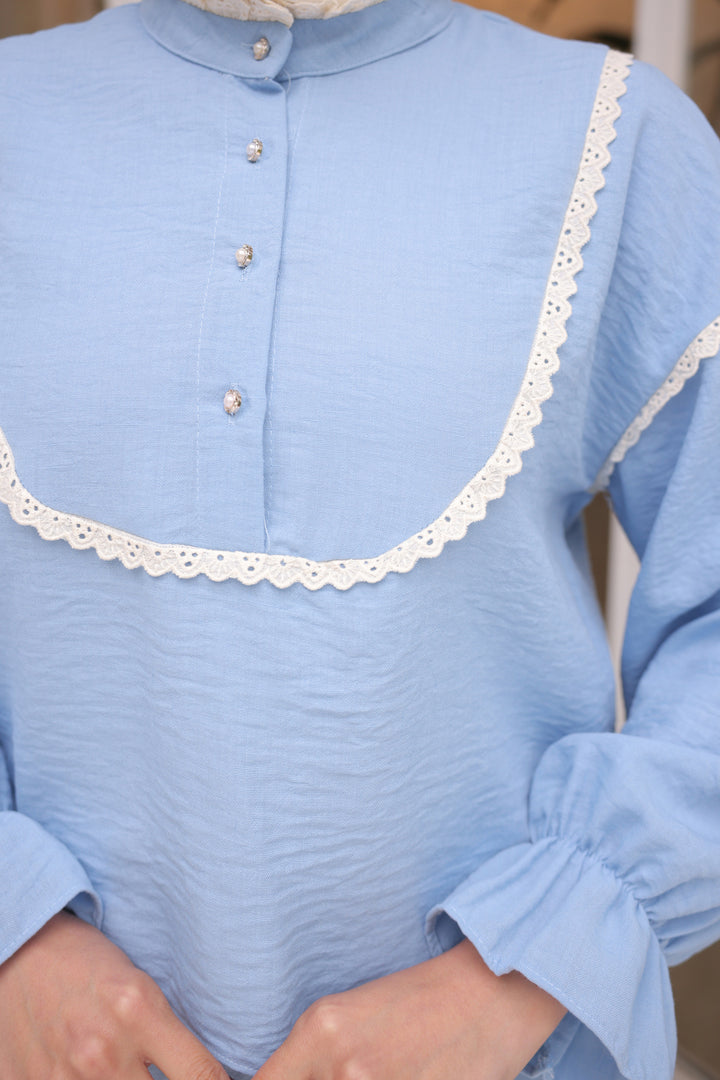BNG Women Knitted Detail Two-Piece Set in Baby Blue - Clermont