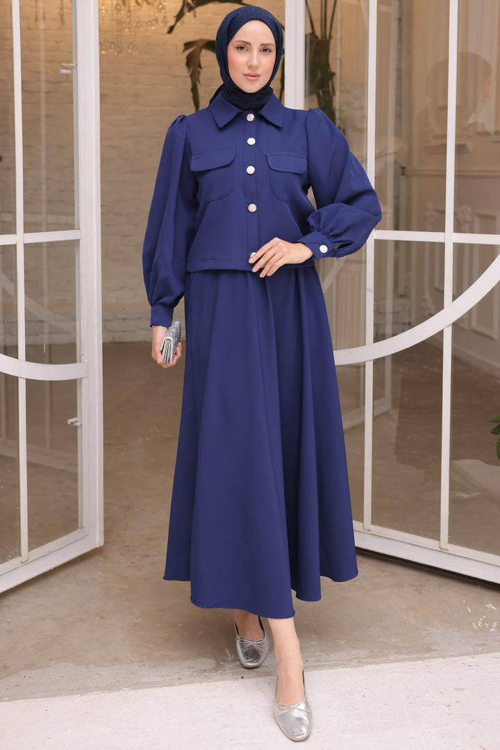 BNG Women Women's Skirted Hijab Suit 2091 Sax Blue - Clermont