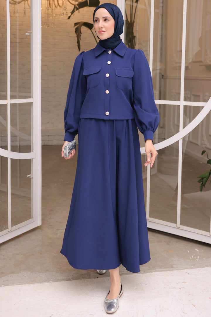 BNG Women Women's Skirted Hijab Suit 2091 Sax Blue - Clermont
