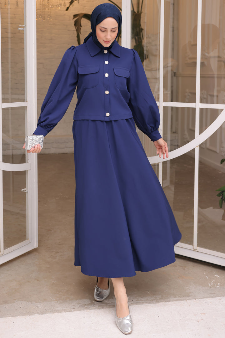 BNG Women Women's Skirted Hijab Suit 2091 Sax Blue - Clermont