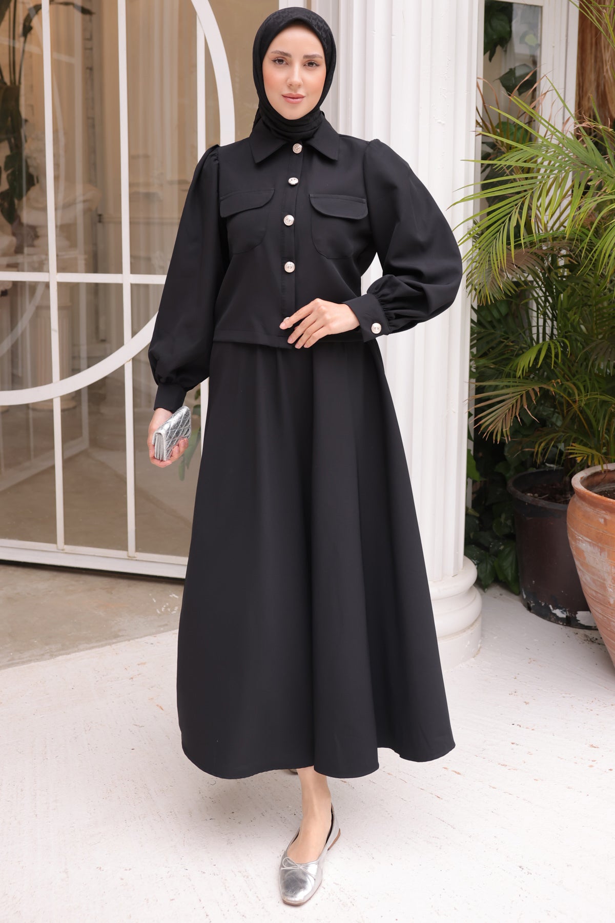 midi skirt hijab outfit
