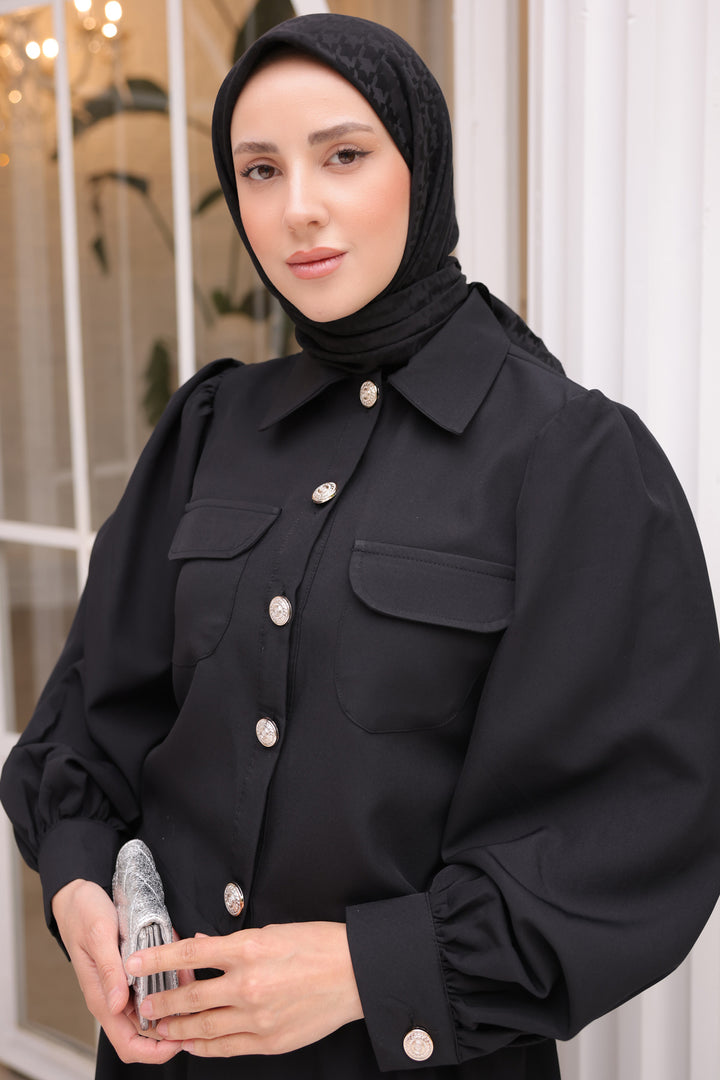 BNG بدلة حجاب نسائية بتنورة 2091 أسود - كليرمونت