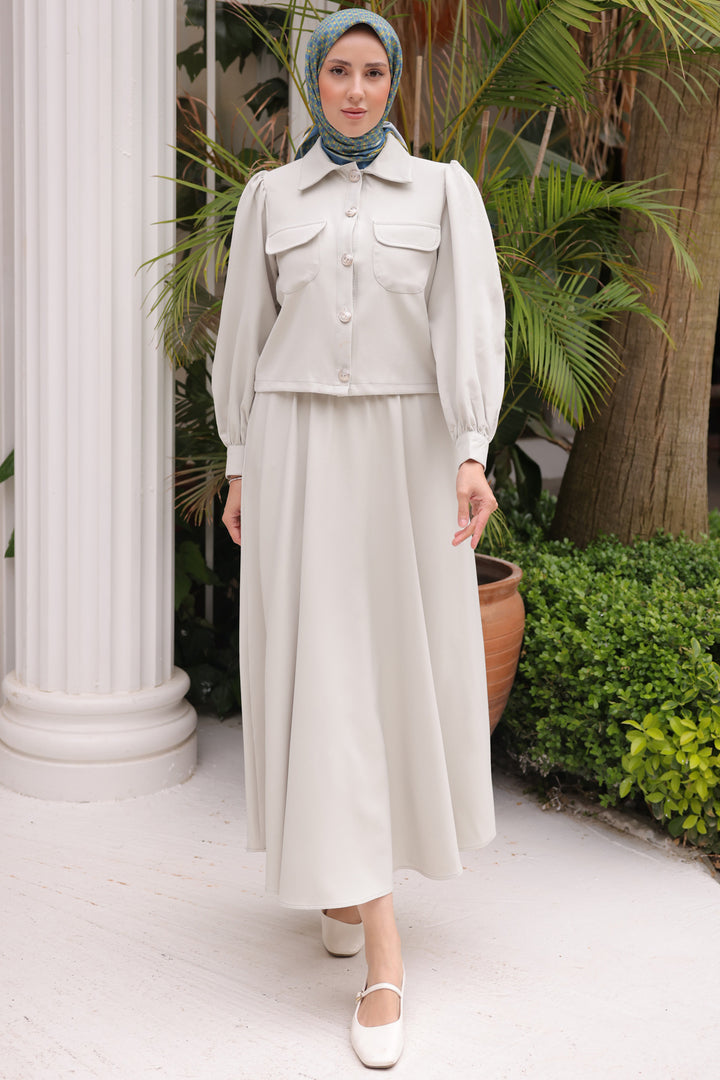 BNG Women Woman Skirted Hijab Suit 2091 Stone Color - Clermont