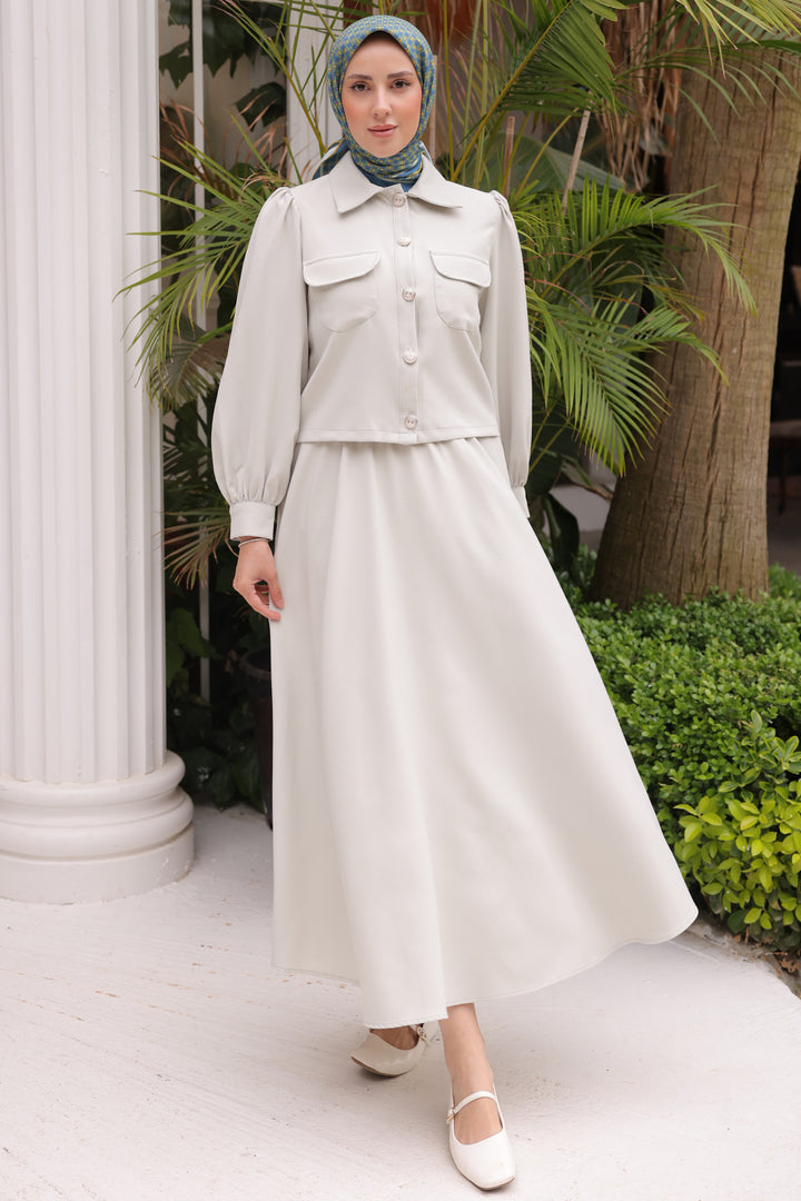 BNG Women Woman Skirted Hijab Suit 2091 Stone Color - Clermont